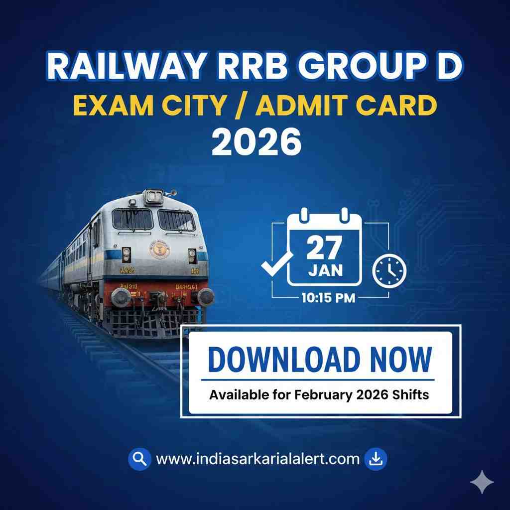 RRB Group D Exam City Check and Admit Card 2026 Download Direct Link - indiasarkarialert.com