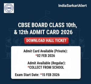 CBSE Board Class 10th and 12th Admit Card 2026 Download Hall Ticket Update IndiaSarkariAlert